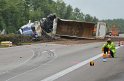 LKW umgestuerzt A 1 Rich Saarbruecken P036